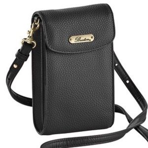 Button Pebble Faux Leather Crossbody Wallet